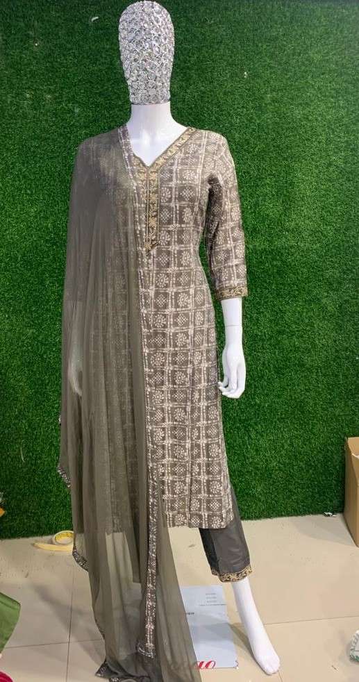 BEMITEX INDIA PRESENTS MODAL SILK WITH HANDWORK AND FULL INNER BASED READYMADE 3 PIECE SUIT COMBO WHOLESALE SHOP IN SURAT